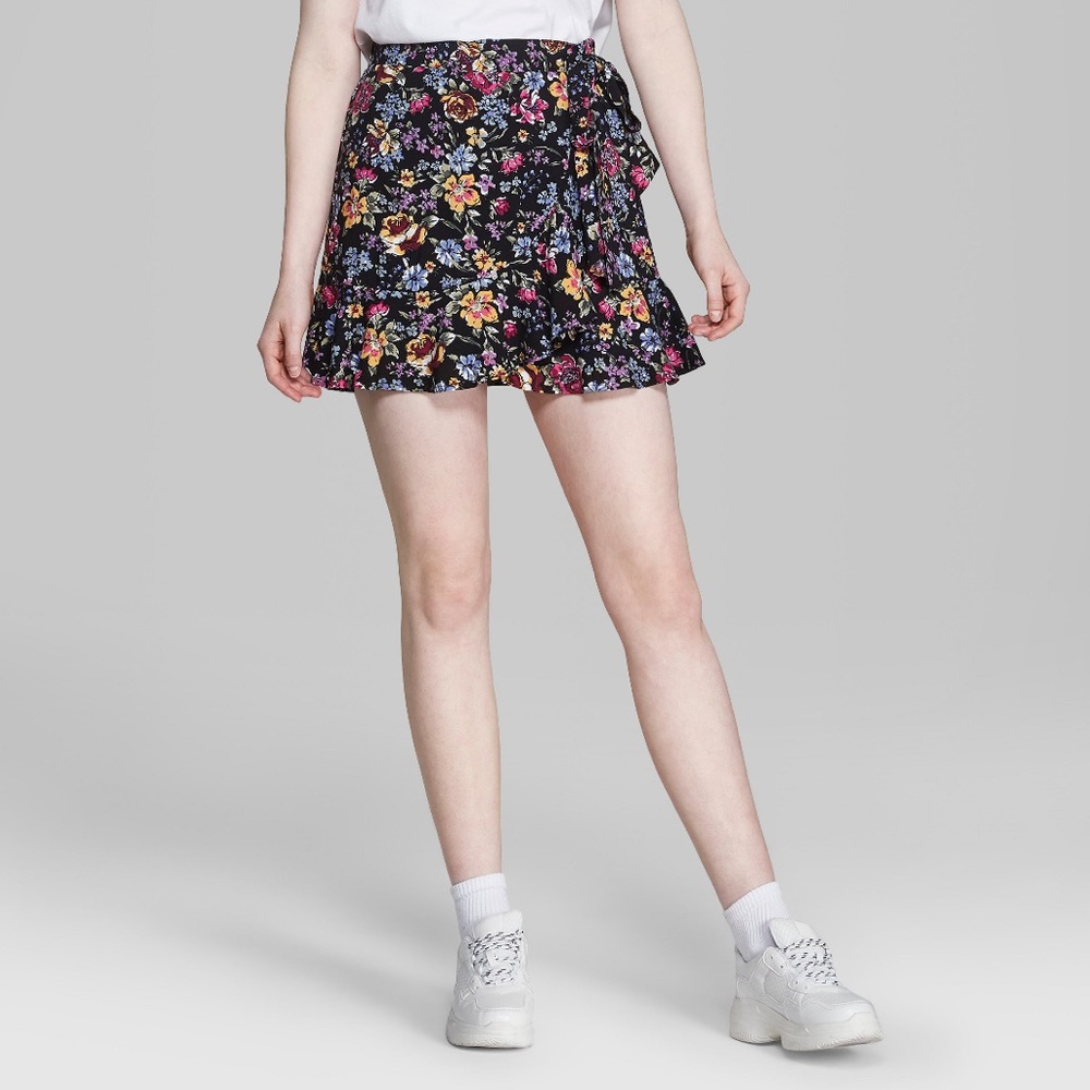 Floral Ruffle Mini Skirt